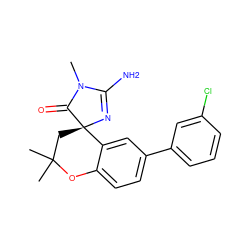 CN1C(=O)[C@]2(CC(C)(C)Oc3ccc(-c4cccc(Cl)c4)cc32)N=C1N ZINC000095605029