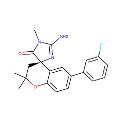 CN1C(=O)[C@]2(CC(C)(C)Oc3ccc(-c4cccc(F)c4)cc32)N=C1N ZINC000095603890