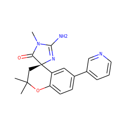 CN1C(=O)[C@]2(CC(C)(C)Oc3ccc(-c4cccnc4)cc32)N=C1N ZINC000095605573