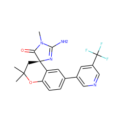 CN1C(=O)[C@]2(CC(C)(C)Oc3ccc(-c4cncc(C(F)(F)F)c4)cc32)N=C1N ZINC000095603950