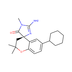 CN1C(=O)[C@]2(CC(C)(C)Oc3ccc(C4CCCCC4)cc32)N=C1N ZINC000095604692