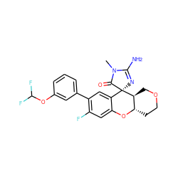 CN1C(=O)[C@]2(N=C1N)c1cc(-c3cccc(OC(F)F)c3)c(F)cc1O[C@H]1CCOC[C@@H]12 ZINC000103253307