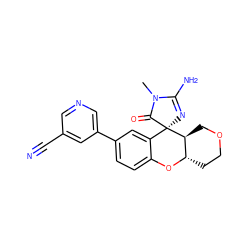 CN1C(=O)[C@]2(N=C1N)c1cc(-c3cncc(C#N)c3)ccc1O[C@H]1CCOC[C@@H]12 ZINC000103253322