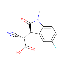 CN1C(=O)[C@H]([C@@H](C#N)C(=O)O)c2cc(F)ccc21 ZINC000013494112