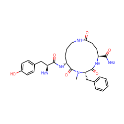 CN1C(=O)[C@H](NC(=O)[C@@H](N)Cc2ccc(O)cc2)CCCNC(=O)CC[C@@H](C(N)=O)NC(=O)[C@@H]1Cc1ccccc1 ZINC000026836059