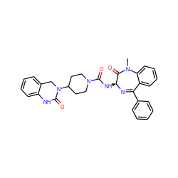 CN1C(=O)[C@H](NC(=O)N2CCC(N3Cc4ccccc4NC3=O)CC2)N=C(c2ccccc2)c2ccccc21 ZINC000036177799