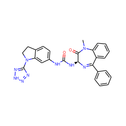 CN1C(=O)[C@H](NC(=O)Nc2ccc3c(c2)N(c2nn[nH]n2)CC3)N=C(c2ccccc2)c2ccccc21 ZINC000013746712