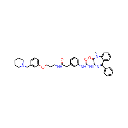 CN1C(=O)[C@H](NC(=O)Nc2cccc(CC(=O)NCCCOc3cccc(CN4CCCCC4)c3)c2)N=C(c2ccccc2)c2ccccc21 ZINC000029213478