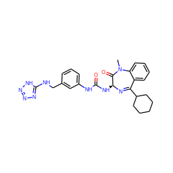 CN1C(=O)[C@H](NC(=O)Nc2cccc(CNc3nnn[nH]3)c2)N=C(C2CCCCC2)c2ccccc21 ZINC000004662241