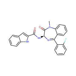 CN1C(=O)[C@H](NC(=O)c2cc3ccccc3[nH]2)N=C(c2ccccc2F)c2ccccc21 ZINC000013601707