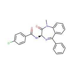 CN1C(=O)[C@H](NC(=O)c2ccc(Cl)cc2)N=C(c2ccccc2)c2ccccc21 ZINC000013601559