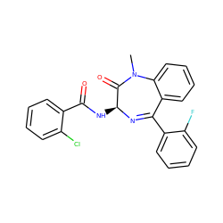 CN1C(=O)[C@H](NC(=O)c2ccccc2Cl)N=C(c2ccccc2F)c2ccccc21 ZINC000026377975