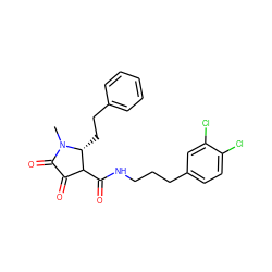 CN1C(=O)C(=O)C(C(=O)NCCCc2ccc(Cl)c(Cl)c2)[C@H]1CCc1ccccc1 ZINC000222699902