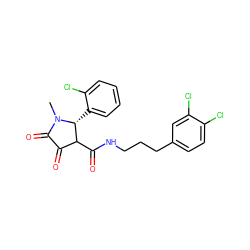 CN1C(=O)C(=O)C(C(=O)NCCCc2ccc(Cl)c(Cl)c2)[C@H]1c1ccccc1Cl ZINC000141937277