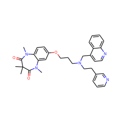 CN1C(=O)C(C)(C)C(=O)N(C)c2cc(OCCCN(CCc3cccnc3)Cc3ccnc4ccccc34)ccc21 ZINC000139546382