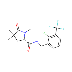 CN1C(=O)C(C)(C)C[C@H]1C(=O)NCc1cccc(C(F)(F)F)c1Cl ZINC000064513449