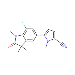 CN1C(=O)C(C)(C)c2cc(-c3ccc(C#N)n3C)cc(F)c21 ZINC000029133358