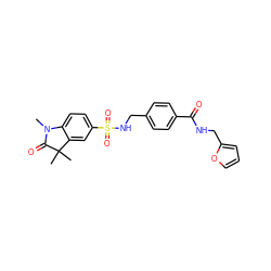 CN1C(=O)C(C)(C)c2cc(S(=O)(=O)NCc3ccc(C(=O)NCc4ccco4)cc3)ccc21 ZINC000015943356