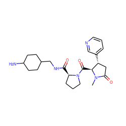 CN1C(=O)C[C@@H](c2cccnc2)[C@@H]1C(=O)N1CCC[C@H]1C(=O)NCC1CCC(N)CC1 ZINC000013555127