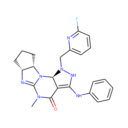 CN1C(=O)C2=C(Nc3ccccc3)NN(Cc3cccc(F)n3)[C@@H]2N2C1=N[C@@H]1CCC[C@@H]12 ZINC000653697700