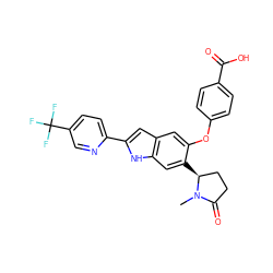 CN1C(=O)CC[C@@H]1c1cc2[nH]c(-c3ccc(C(F)(F)F)cn3)cc2cc1Oc1ccc(C(=O)O)cc1 ZINC001772655382