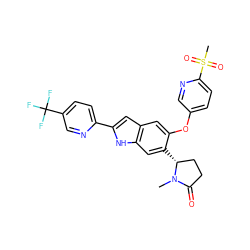 CN1C(=O)CC[C@H]1c1cc2[nH]c(-c3ccc(C(F)(F)F)cn3)cc2cc1Oc1ccc(S(C)(=O)=O)nc1 ZINC001772570735