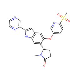 CN1C(=O)CC[C@H]1c1cc2[nH]c(-c3cnccn3)cc2cc1Oc1ccc(S(C)(=O)=O)nc1 ZINC001772640690