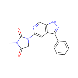 CN1C(=O)CN(c2cc3c(-c4ccccc4)n[nH]c3cn2)C1=O ZINC000205243223