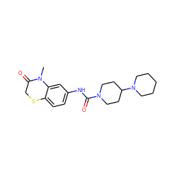 CN1C(=O)CSc2ccc(NC(=O)N3CCC(N4CCCCC4)CC3)cc21 ZINC000004079566