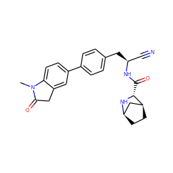 CN1C(=O)Cc2cc(-c3ccc(C[C@@H](C#N)NC(=O)[C@H]4N[C@@H]5CC[C@H]4C5)cc3)ccc21 ZINC000261158124