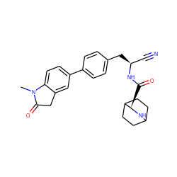 CN1C(=O)Cc2cc(-c3ccc(C[C@@H](C#N)NC(=O)[C@H]4NC5CCC4CC5)cc3)ccc21 ZINC000169709126