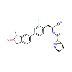 CN1C(=O)Cc2ccc(-c3ccc(C[C@@H](C#N)NC(=O)[C@H]4N[C@@H]5CC[C@H]4C5)c(F)c3)cc21 ZINC000219318981