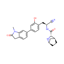 CN1C(=O)Cc2ccc(-c3ccc(C[C@@H](C#N)NC(=O)[C@H]4N[C@@H]5CC[C@H]4C5)c(O)c3)cc21 ZINC000219308424