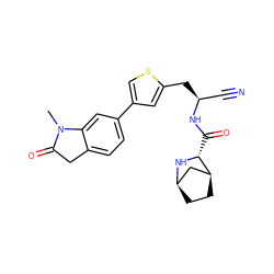 CN1C(=O)Cc2ccc(-c3csc(C[C@@H](C#N)NC(=O)[C@H]4N[C@@H]5CC[C@H]4C5)c3)cc21 ZINC000169708971