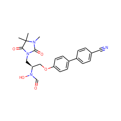 CN1C(=O)N(C[C@@H](COc2ccc(-c3ccc(C#N)cc3)cc2)N(O)C=O)C(=O)C1(C)C ZINC000029338033