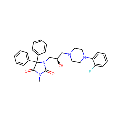 CN1C(=O)N(C[C@H](O)CN2CCN(c3ccccc3F)CC2)C(c2ccccc2)(c2ccccc2)C1=O ZINC000064540995