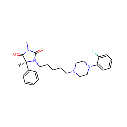 CN1C(=O)N(CCCCCN2CCN(c3ccccc3F)CC2)[C@@](C)(c2ccccc2)C1=O ZINC000169311165