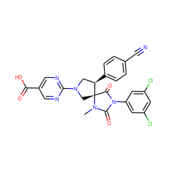 CN1C(=O)N(c2cc(Cl)cc(Cl)c2)C(=O)[C@]12CN(c1ncc(C(=O)O)cn1)C[C@H]2c1ccc(C#N)cc1 ZINC000049783732