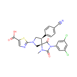 CN1C(=O)N(c2cc(Cl)cc(Cl)c2)C(=O)[C@]12CN(c1ncc(C(=O)O)s1)C[C@H]2c1ccc(C#N)cc1 ZINC000049793293