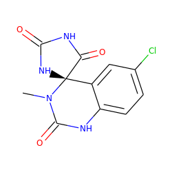 CN1C(=O)Nc2ccc(Cl)cc2[C@]12NC(=O)NC2=O ZINC000013455893