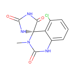 CN1C(=O)Nc2cccc(Cl)c2[C@@]12NC(=O)NC2=O ZINC000013455875