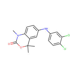 CN1C(=O)OC(C)(C)c2cc(Nc3ccc(Cl)c(Cl)c3)ccc21 ZINC000028878636