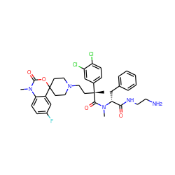 CN1C(=O)OC2(CCN(CC[C@@](C)(C(=O)N(C)[C@H](Cc3ccccc3)C(=O)NCCN)c3ccc(Cl)c(Cl)c3)CC2)c2cc(F)ccc21 ZINC000169331967
