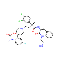 CN1C(=O)OC2(CCN(CC[C@@](C)(C(=O)N[C@@H](Cc3ccccc3)C(=O)NCCN)c3ccc(Cl)c(Cl)c3)CC2)c2cc(F)ccc21 ZINC000169330669