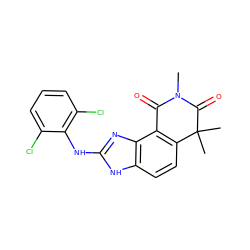 CN1C(=O)c2c(ccc3[nH]c(Nc4c(Cl)cccc4Cl)nc23)C(C)(C)C1=O ZINC000013475192