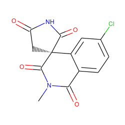 CN1C(=O)c2ccc(Cl)cc2[C@@]2(CC(=O)NC2=O)C1=O ZINC000013805861