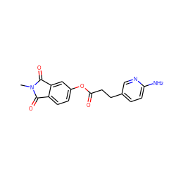 CN1C(=O)c2ccc(OC(=O)CCc3ccc(N)nc3)cc2C1=O ZINC000053299139