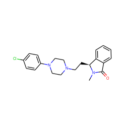 CN1C(=O)c2ccccc2[C@@H]1CCN1CCN(c2ccc(Cl)cc2)CC1 ZINC000029243742