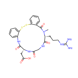 CN1C(=O)c2ccccc2SSc2ccccc2NC(=O)[C@@H](CC(=O)O)NC(=O)CNC(=O)[C@H]1CCCN=C(N)N ZINC000027316928