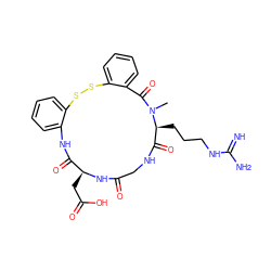 CN1C(=O)c2ccccc2SSc2ccccc2NC(=O)[C@H](CC(=O)O)NC(=O)CNC(=O)[C@@H]1CCCNC(=N)N ZINC000003925639